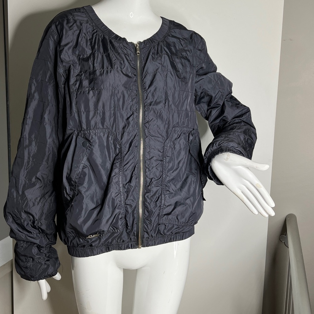 Diesel Sz XL Charcoal Navy Nylon Front Zip Windbreaker Rain Jacket